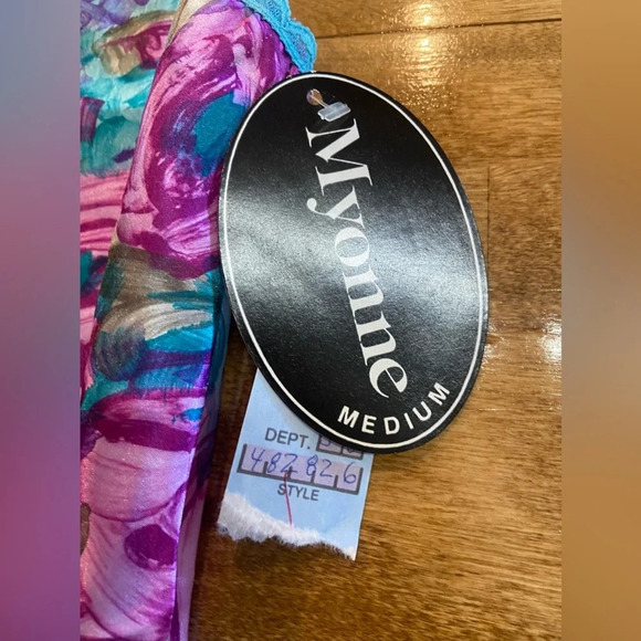 MYONNE Vintage 80s 90s Lingerie Set Purple Floral Design NWT Size Medium US Made - Picture 8 of 15